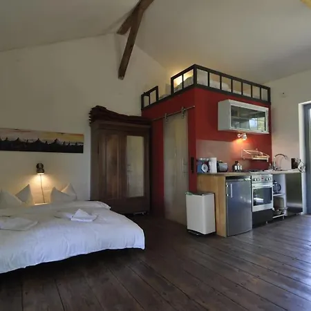 Daire Alter Bahnhof Buschhof - Ferienwohnung Studio Schwarz (Mecklenburgische Seenplatte)